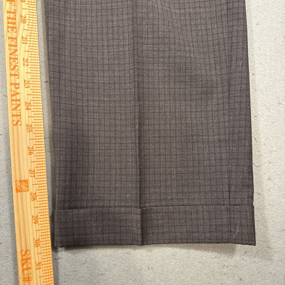 Hart Schaffner Marx 100% Wool Pleated Cuffed Gray Micro Checked Dress Pants 40R - Picture 3 of 10